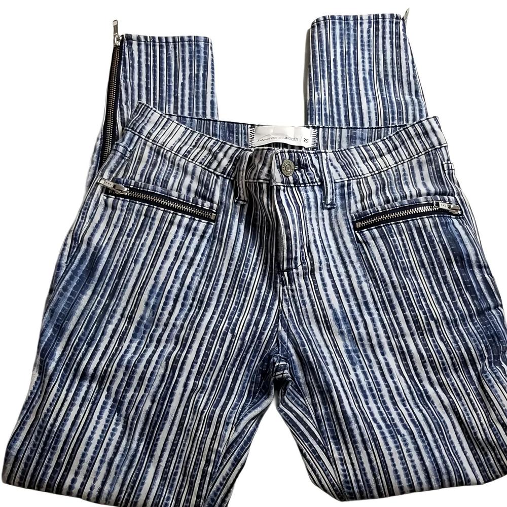 striped denim size 25 jeans shibori ankle zip stripes Paper Denim & Cloth